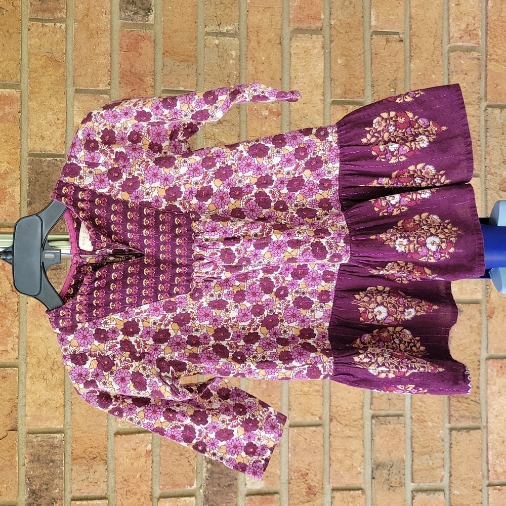 Pink chicken dress 6-12 months purple/white/brown